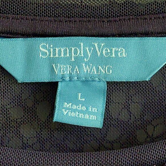 Vera Wang Purple Short Sleeve Women's Top Size L - Picture 6 of 8